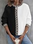 Lässig Rundhals Farbblock Sweatshirt
