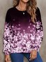 Lässig Rundhals Geblümt Sweatshirt