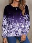 Lässig Rundhals Geblümt Sweatshirt