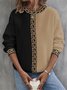 Lässig Rundhals Farbblock Sweatshirt
