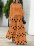 Damen Polka Dots Dreiviertelärmel Bequem Lässig Bluse mit Rock Zweiteiliges Set