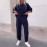 Damen Unifarben Rundhals Dreiviertelärmel Bequem Lässig Bluse mit Hose Zweiteiliges Set
