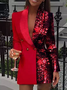 Damen Geometrisch Glitzernd Regelmäßig Weit Blazer