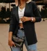 Damen Unifarben Regelmäßig Weit Blazer