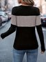 V-Ausschnitt Langarm Farbblock Regelmäßig Mittlere Elastizität Regelmäßige Passform Bluse für Damen