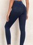 Lässig Unifarben Lang Leggings