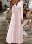Damen Unifarben Gekerbt Langarm Bequem Lässig Maxikleid