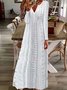 Damen Unifarben Gekerbt Langarm Bequem Lässig Maxikleid