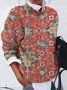 Damen Ethnisch Langarm Bequem Lässig Pullover