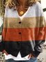 Damen Wolle/Stricken Gestreift Langarm Bequem Lässig Strickjacke