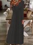 Damen Unifarben Gekerbt Langarm Bequem Lässig Maxikleid