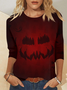 Lässig Halloween Rundhals Dreiviertelärmel T-Shirt