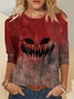 Lässig Halloween Rundhals Dreiviertelärmel T-Shirt