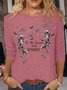 Lässig Halloween Rundhals Dreiviertelärmel T-Shirt