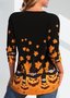 Kreuzhals Langarm Halloween Spitze Regelmäßig Mikroelastizität Weit Bluse für Damen