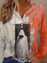 Lässig Halloween Gekerbt Langarm T-Shirt