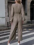 Damen Langarm V-Ausschnitt Regelmäßige Passform Lang Täglich Lässig Geometrisch Normal Jumpsuit