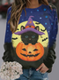 Lässig V-Ausschnitt Halloween Sweatshirt