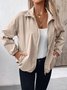 Damen Unifarben Regelmäßig Weit Jacke