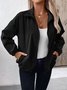 Damen Unifarben Regelmäßig Weit Jacke