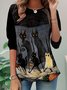 Lässig Halloween Rundhals Langarm T-Shirt