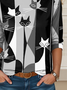 Lässig Katze Rundhals Langarm T-Shirt