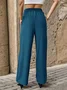 Lässig Unifarben Lang Elastische Taille Hose