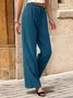 Lässig Unifarben Lang Elastische Taille Hose