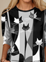 Lässig Katze Rundhals Langarm T-Shirt