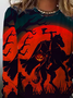 Lässig Halloween Rundhals Langarm T-Shirt