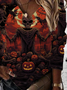 Lässig V-Ausschnitt Halloween Sweatshirt Print