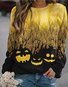 Lässig Rundhals Halloween (Kürbis) Sweatshirt
