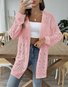 Damen Wolle/Stricken Unifarben Langarm Bequem Lässig Strickjacke