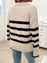 Damen Wolle/Stricken Gestreift Langarm Bequem Lässig Pullover