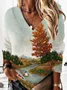 Lässig V-Ausschnitt Halloween Sweatshirt Print