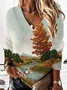 Lässig V-Ausschnitt Halloween Sweatshirt Print