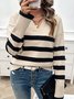 Damen Wolle/Stricken Gestreift Langarm Bequem Lässig Pullover