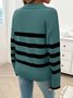 Damen Wolle/Stricken Gestreift Langarm Bequem Lässig Pullover