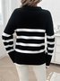 Damen Wolle/Stricken Gestreift Langarm Bequem Lässig Pullover