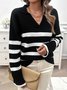 Damen Wolle/Stricken Gestreift Langarm Bequem Lässig Pullover