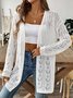 Damen Wolle/Stricken Unifarben Langarm Bequem Lässig Strickjacke