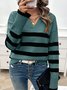 Damen Wolle/Stricken Gestreift Langarm Bequem Lässig Pullover