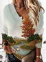Lässig V-Ausschnitt Halloween Sweatshirt Print