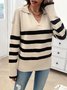 Damen Wolle/Stricken Gestreift Langarm Bequem Lässig Pullover