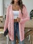 Damen Wolle/Stricken Unifarben Langarm Bequem Lässig Strickjacke