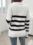 Damen Wolle/Stricken Gestreift Langarm Bequem Lässig Pullover