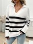 Damen Wolle/Stricken Gestreift Langarm Bequem Lässig Pullover