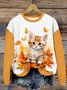 Lässig Rundhals Katze Sweatshirt