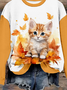 Lässig Rundhals Katze Sweatshirt