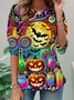 Lässig Halloween Rundhals Langarm T-Shirt